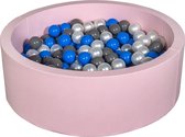 Ballenbad rond - roze - 90x30 cm - met 200 parelmoer, blauw en grijze ballen