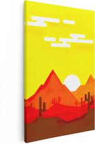 Artaza Canvas Schilderij Woestijn in Getekende Vorm - 20x30 - Klein - Foto Op Canvas - Canvas Print