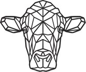 Hout-Kado - Koe - Medium - Zwart - Geometrische dieren en vormen - Hout - Lasergesneden- Wanddecoratie