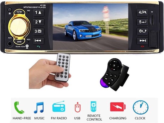Acheter Hikity 1 Din écran tactile voiture MP5 lecteur vidéo Autoradio  Support Bluetooth USB FM TF avec télécommande Microphone commande au volant