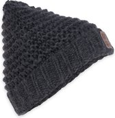 Knit Factory Alex Gebreide Muts Heren & Dames - Big Beanie - Antraciet - One Size - Grof gebreid