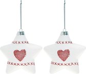 LuxuryLiving - Kerstballen - 2 pcs - Kristal - Wit Rood - 12,50 x 4,50 x 13 cm