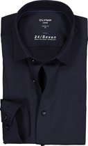 OLYMP Luxor 24/Seven modern fit overhemd - marine blauw tricot - Strijkvriendelijk - Boordmaat: 39