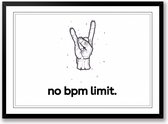 No bpm limit zwart wit poster | muziek poster zonder lijst | Liggend 40 x 30 cm