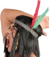 Fiestas Guirca Hoofdband Polyester/veren Rood/groen One-size