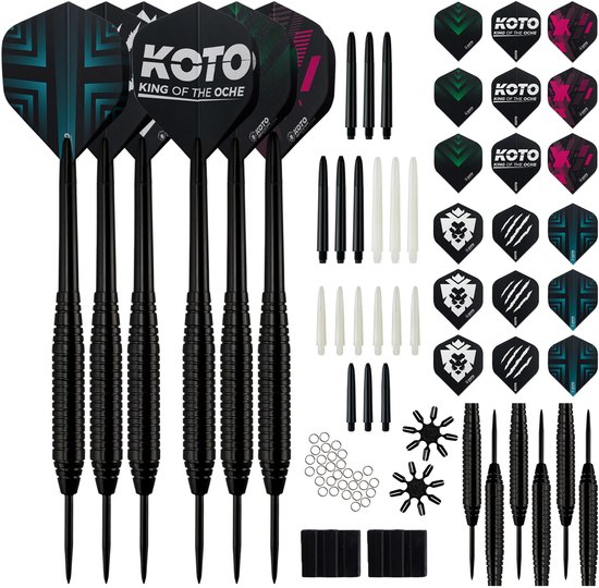 2 Sets KOTO Black Brass Darts + 90 Pieces Accessories - Dartpijlen