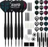 2 KOTO Black Brass Darts + 90 Accessoires - Dartpijlen - Steeltips - Zwart