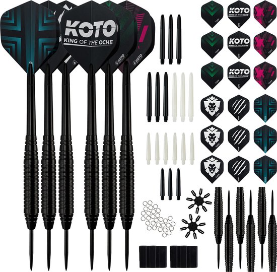 2 KOTO Black Brass Darts + 90 Accessoires - Dartpijlen - Steeltips - Zwart  | bol.com