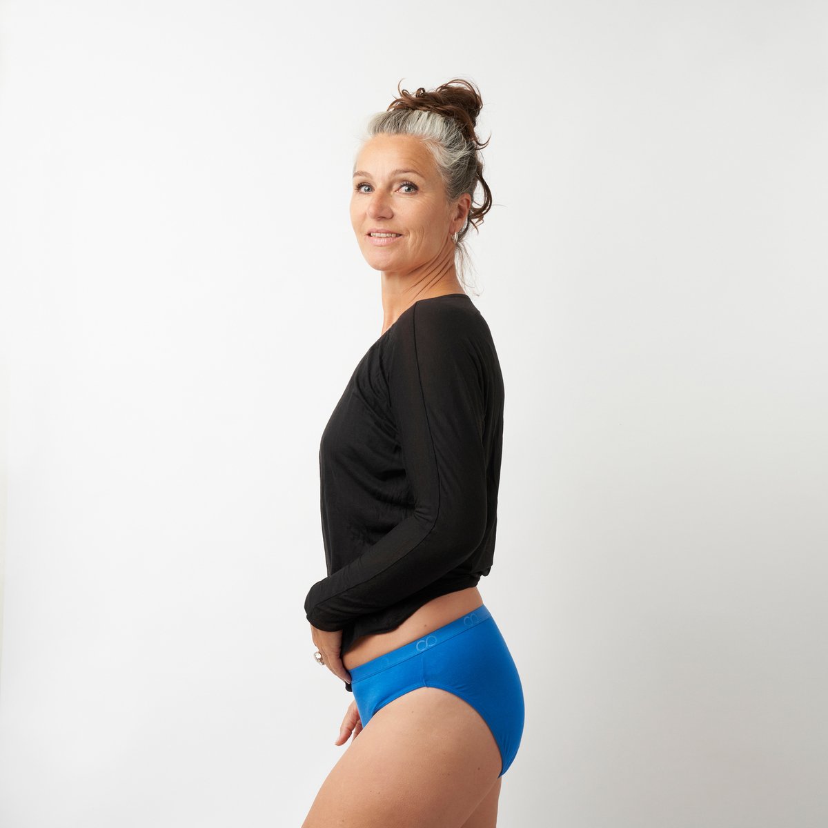 Moodies Undies menstruatie & incontinentie ondergoed - Bamboe Bikini model Broekje - moderate kruisje - Blauw - maat L