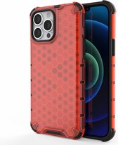 Lunso - Honinggraat Armor Backcover hoes - Geschikt voor iPhone 13 Pro Max - Rood