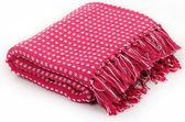 Decoways - Plaid vierkanten 160x210 cm katoen roze