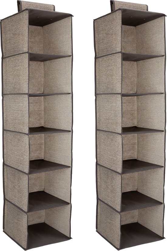 Ensemble de 2 rangements pour penderie étagère en tissu Navaris - 2x6  compartiments... | bol.com
