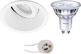 LED Spot Set - Proma Zano Pro - GU10 Fitting - Inbouw Rond - Mat Wit - Kantelbaar - Ø93mm - Philips - SceneSwitch 827 36D - 1.5W-5W - Warm Wit 2200K-2700K - Dimbaar