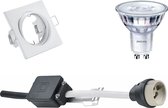 LED Spot Set - GU10 Fitting - Inbouw Vierkant - Mat Wit - Kantelbaar 80mm - Philips - SceneSwitch 827 36D - 1.5W-5W - Warm Wit 2200K-2700K - Dimbaar