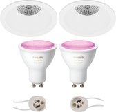 Pragmi Pollon Pro - Inbouw Rond - Mat Wit - Verdiept - Ø82mm - Philips Hue - LED Spot Set GU10 - White and Color Ambiance - Bluetooth