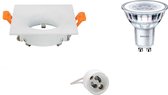 LED Spot Set - GU10 Fitting - Inbouw Vierkant - Mat Wit - 85mm - Philips - CorePro 830 36D - 4W - Warm Wit 3000K - Dimbaar