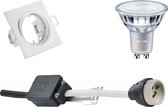 LED Spot Set - GU10 Fitting - Inbouw Vierkant - Mat Wit - Kantelbaar 80mm - Philips - MASTER 927 36D VLE - 4.9W - Warm Wit 2200K-2700K - DimTone Dimbaar - BES LED