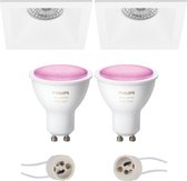 Pragmi Pollon Pro - Inbouw Vierkant - Mat Wit - Verdiept - 82mm - Philips Hue - LED Spot Set GU10 - White and Color Ambiance - Bluetooth - BES LED