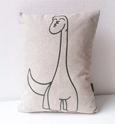 Planet Puk | Dino kussen - beige | Dinosaurus | Diplodocus | Dino kamer | handgemaakte kinderkamer decoratie |