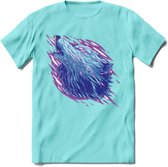Dieren T-Shirt | wolf retro kleding Kado Heren / Dames | Perfect wildlife Cadeau shirt - Licht Blauw - S