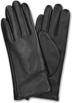 Navaris leren touchscreen handschoenen - 100% lederen handschoenen voor dames - Dameshandschoenen met zachte kasjmier wollen voering - Maat S - Zwart