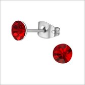 Aramat jewels ® - Oorbellen zweerknopjes licht rood zilverkleurig chirurgisch staal 5mm