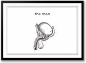 The man zwart wit poster de man | line art anatomie | wanddecoratie toilet | Liggend 30 x 21 cm