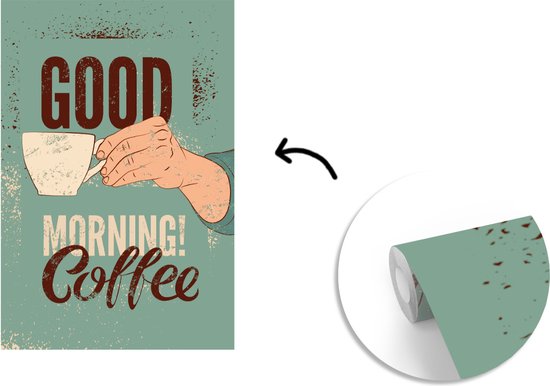 Bonjour café sur fond turquoise 160x240 cm