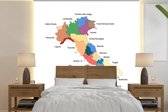 Papier peint - Papier peint photo peint Carte avec les régions d'Italie - Largeur 220 cm x hauteur 220 cm