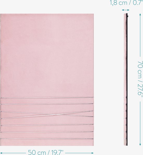 Navaris prikbord fotowand met lint - Fotohouder 70 x 50 cm - Fluwelen fotoprikbord - Voor foto's en ansichtkaarten - Inclusief punaises - Roze - Navaris