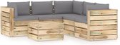 Decoways - 6-delige Loungeset met kussens groen geïmpregneerd hout