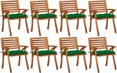 Decoways - Tuinstoelen 8 st met kussens massief acaciahout