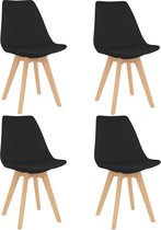 Decoways - Eetkamerstoelen 4 st stof zwart