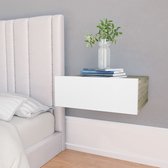 Decoways - Nachtkastjes zwevend 2 stuks 40x30x15 cm spaanplaat wit en eiken