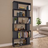 Decoways - Boekenkast/kamerscherm 80x24x192 cm spaanplaat grijs