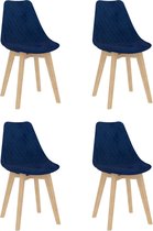 Decoways - Eetkamerstoelen 4 stuks fluweel blauw