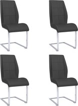 Decoways - Eetkamerstoelen 4 st stof grijs