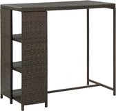 Decoways - Bartafel met opbergrek 120x60x110 cm poly rattan bruin