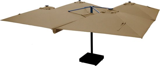 Parasol flottant quadruple - Parasol Horeca - 4 toiles de 3x3 m - Couleur sable
