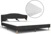 Decoways - Bed met matras stof donkergrijs 180x200 cm
