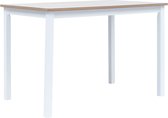 Decoways - Eettafel 114x71x75 cm massief rubberwood wit en bruin