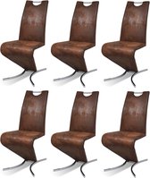 Decoways - Eetkamerstoelen 6 stuks kunstleer bruin