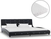 Decoways - Bed met matras kunstleer zwart 180x200 cm