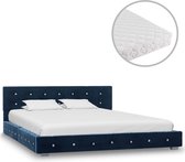 Decoways - Bed met matras fluweel blauw 140x200 cm