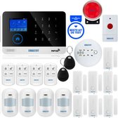 A-Life Compleet Alarmsysteem Pro - Met Sirene - Smart Home Beveiligingssysteem - Draadloos - Wifi Alarm - LCD Scherm - RFID - Incl. Rookmelder + SOS Alarmknop - 4x Bewegingsmelders