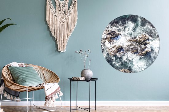 WallCircle - Cercle mural - Cercle mural - Mer - Pierres - Water - Aluminium - Dibond - 90x90 cm - Intérieur et Extérieur