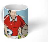 Mok - een man in actie tijdens rugby - 350 ML - Beker