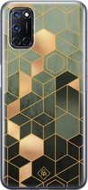 Oppo A52 hoesje siliconen - Kubus groen | Oppo A52 case | TPU backcover transparant