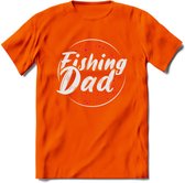 Fishing Dad - Vissen T-Shirt | Roze | Grappig Verjaardag Vis Hobby Cadeau Shirt | Dames - Heren - Unisex | Tshirt Hengelsport Kleding Kado - Oranje - L