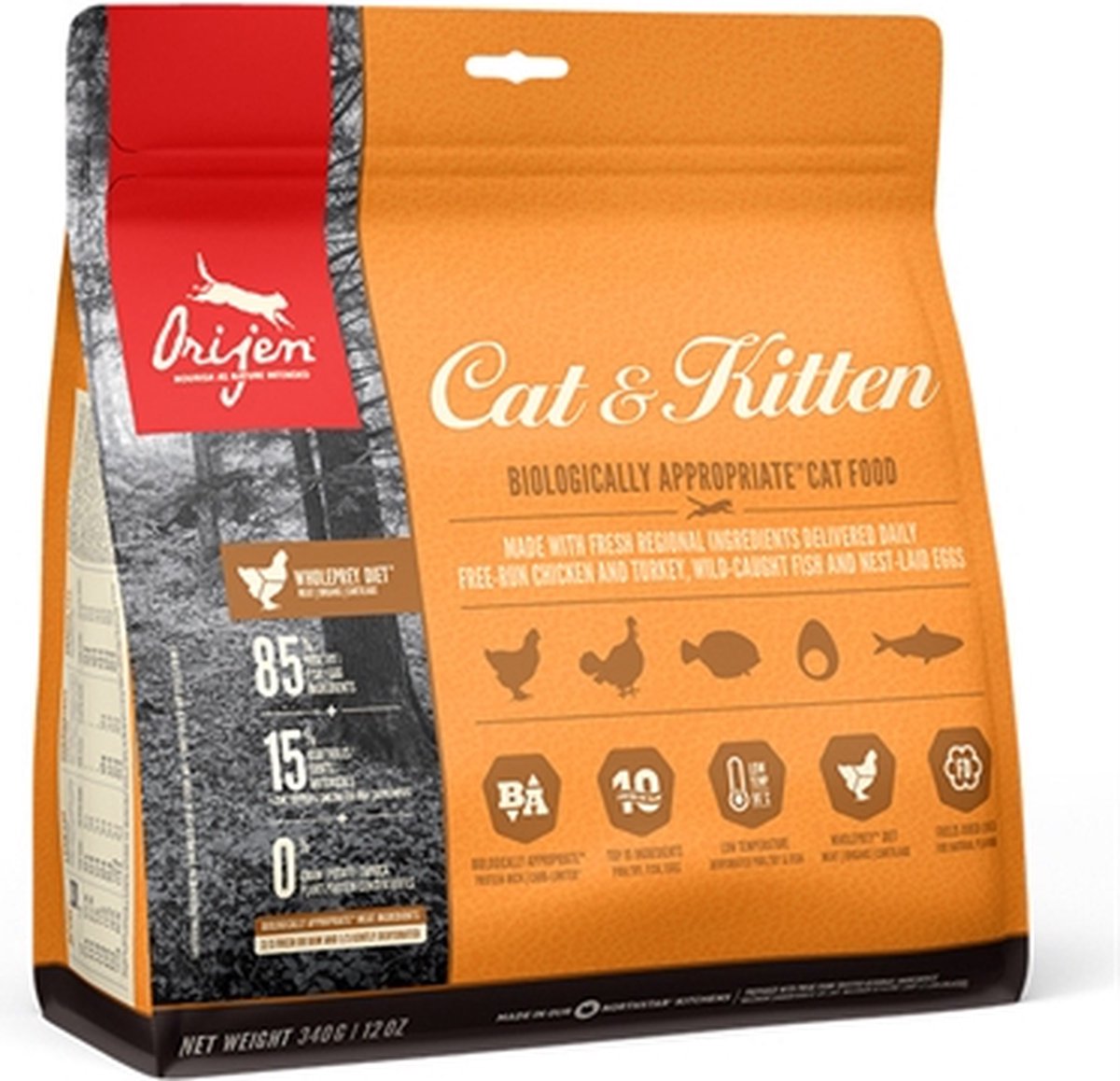 Orijen Whole Prey Cat & Kitten Kip&Kalkoen - Kattenvoer - 340 g